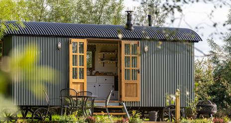 Sundew Hut with french doors open