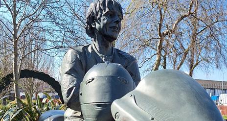 statue of Joey Dunlop at Dunlop Memorial Garden