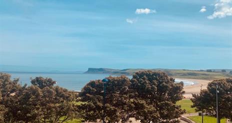 A view of the ballycastle beach from the upper floors of the marine hotel.