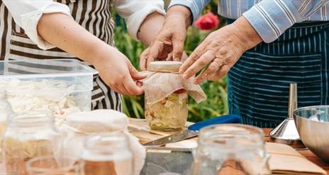 Jar with delicious homemade ferments.