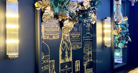 interior or lounge at Elephant Rock Hotel, decorated with a Christmas garland