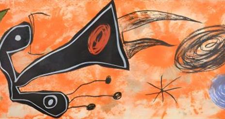 A painting displaying Joan Miró's surrealist stylings.