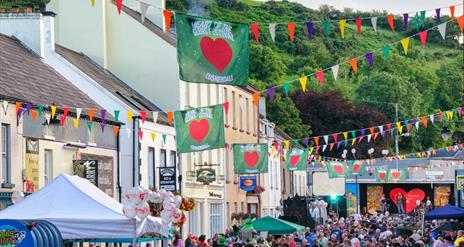 Crowds line the streets in Cushendall
