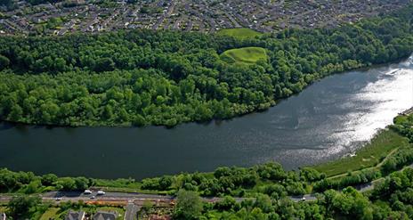 aerial view of Mountsandel Wood, Coleraine, Northern Ireland