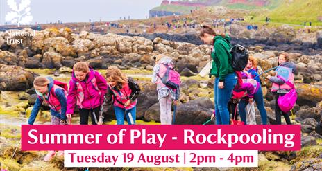 A group taking part in a rockpooling event in the bays of Port Ganny at the Giant's Causeway