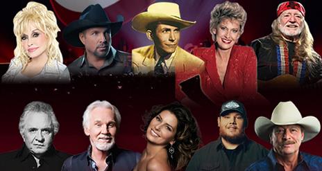 section from Legends of American Country poster depicting several well-known country music artists