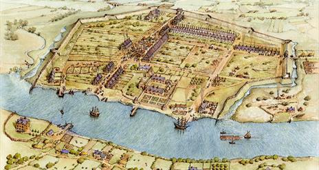 old map illustration of Coleraine and the River Bann