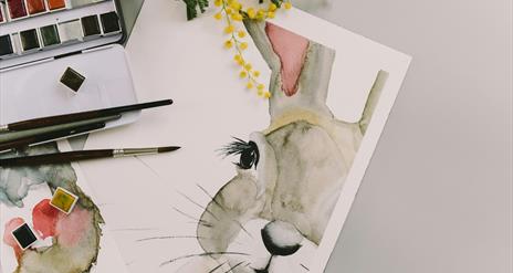 watercolour painting of a rabbit