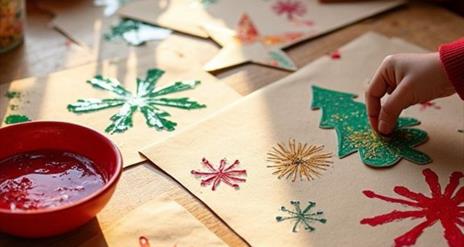 Kids arts and crafts with paper cutouts