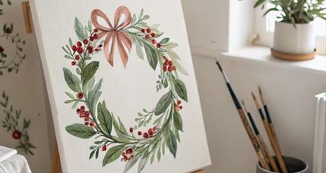 A painted christmas wreath