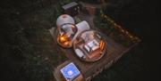 Aerial photo of bubble dome and hot tub
