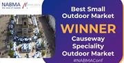 Text reads "Best Small Outdoor Market Winner Causeway Speciality Oudoor Market #NABAConf"