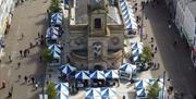 aerial view of Causeway Speciality Market stalls in Coleraine