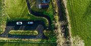 ariel view of the Glamping pods and surrounding landscape