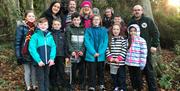 children all lined up for the red squirrel walk