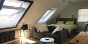 View of lounge and bedroom area @ Rathlin Sound Apartment