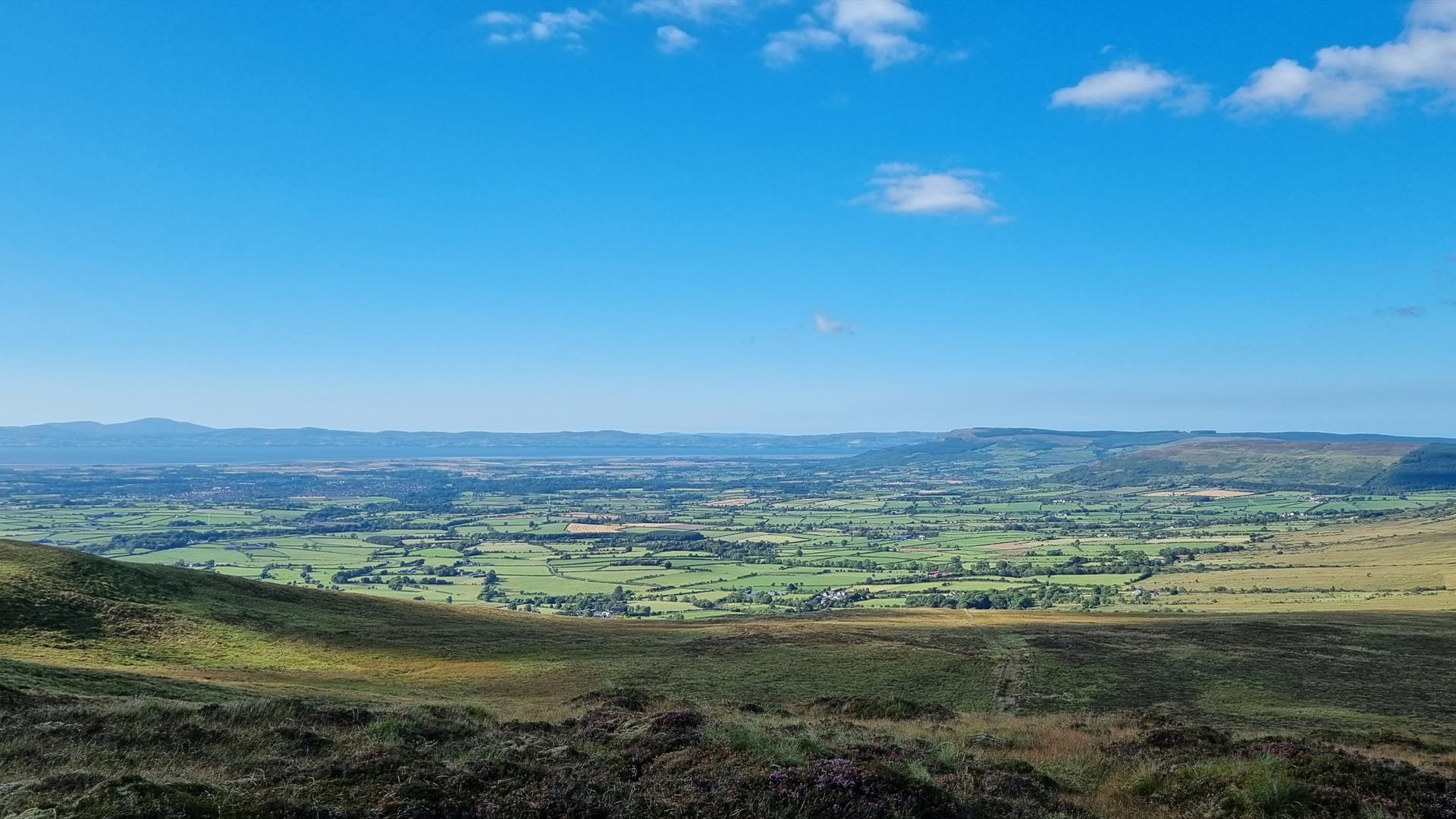 a panoramic view of the countryside on the Ulster Way