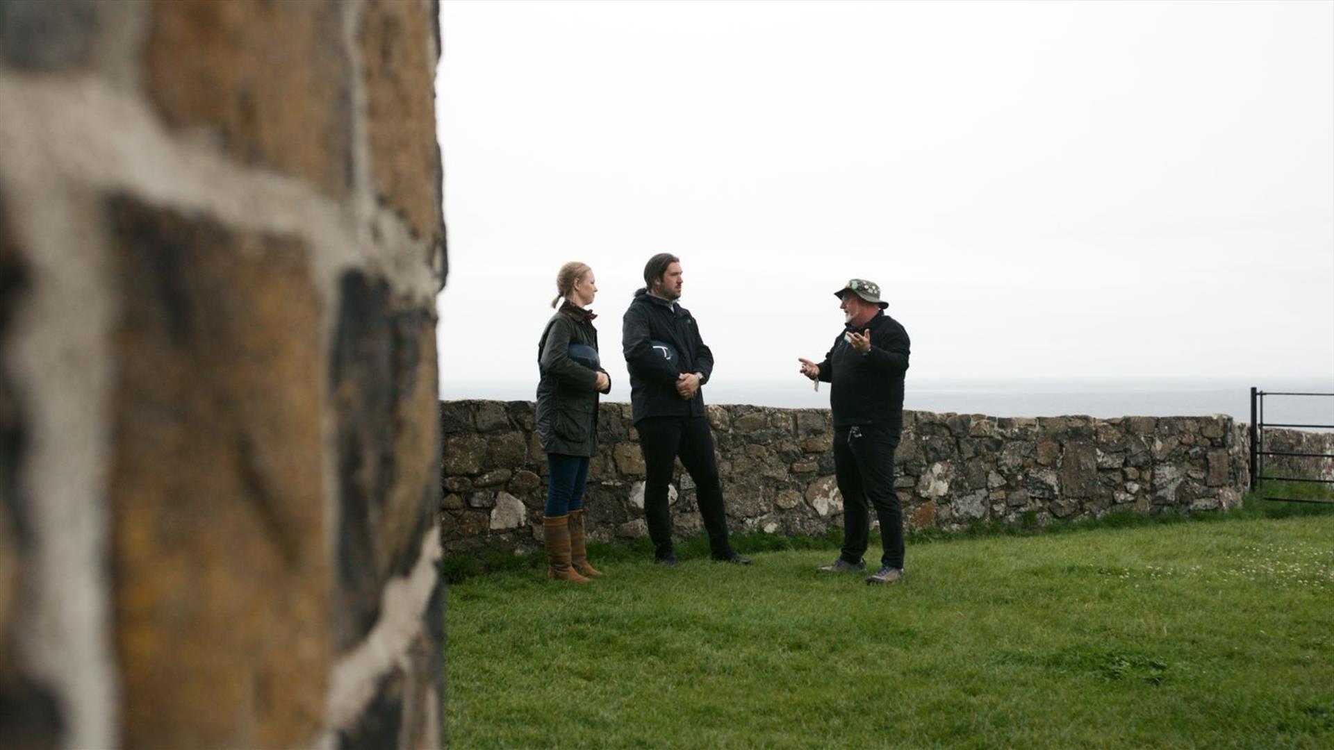Tour group outside of Mussenden temple Tour group outside of Mussenden temple