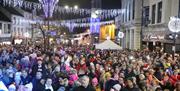 The crowds gather in Ballymoney town centre to see the Christmas lights switched on