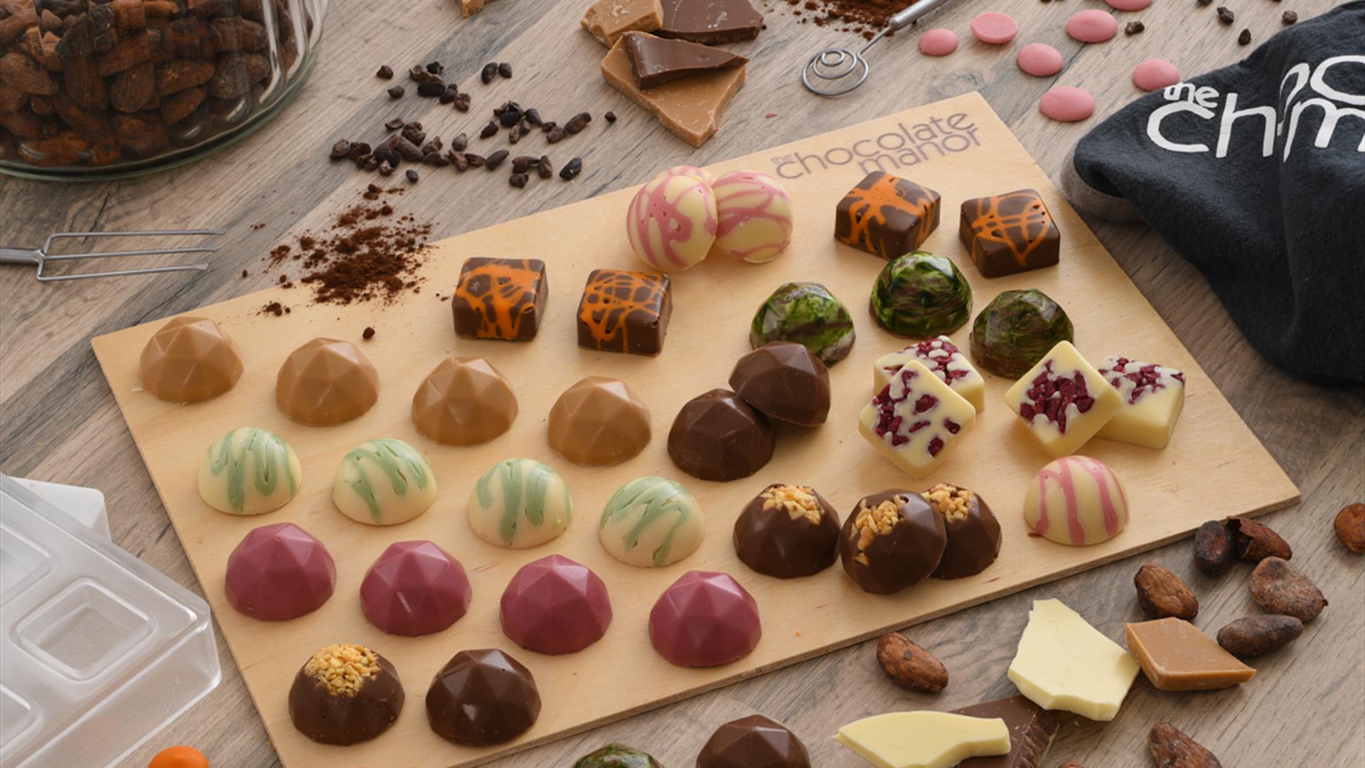 A selection of chocolates made at The Chocolate Manor Chocolate Box experience