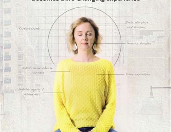 Image is a cover of a CVC with the title of the film and credits, then a female standing in the front with a faded image of a busy street with people