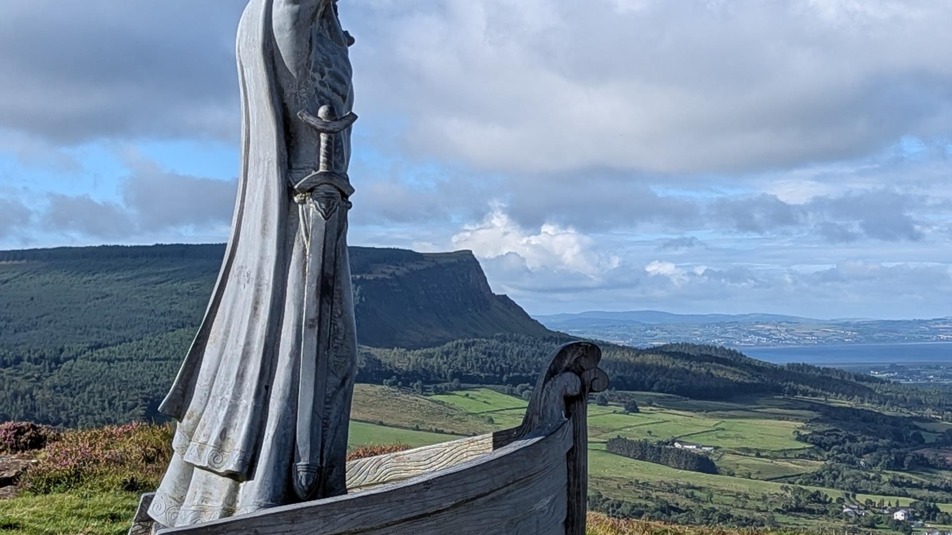 View of the Statue of Manannan Mac Lir at Gortmore View of the Statue of Manannan Mac Lir at Gortmore