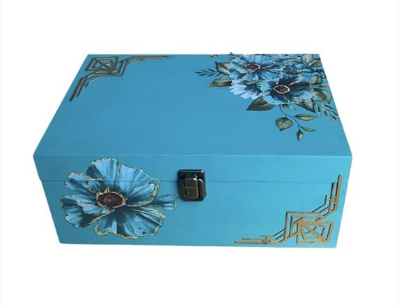 a blue painted keepsake box
