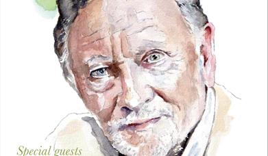 Image shows a hand painted portrait of Phil Coulter