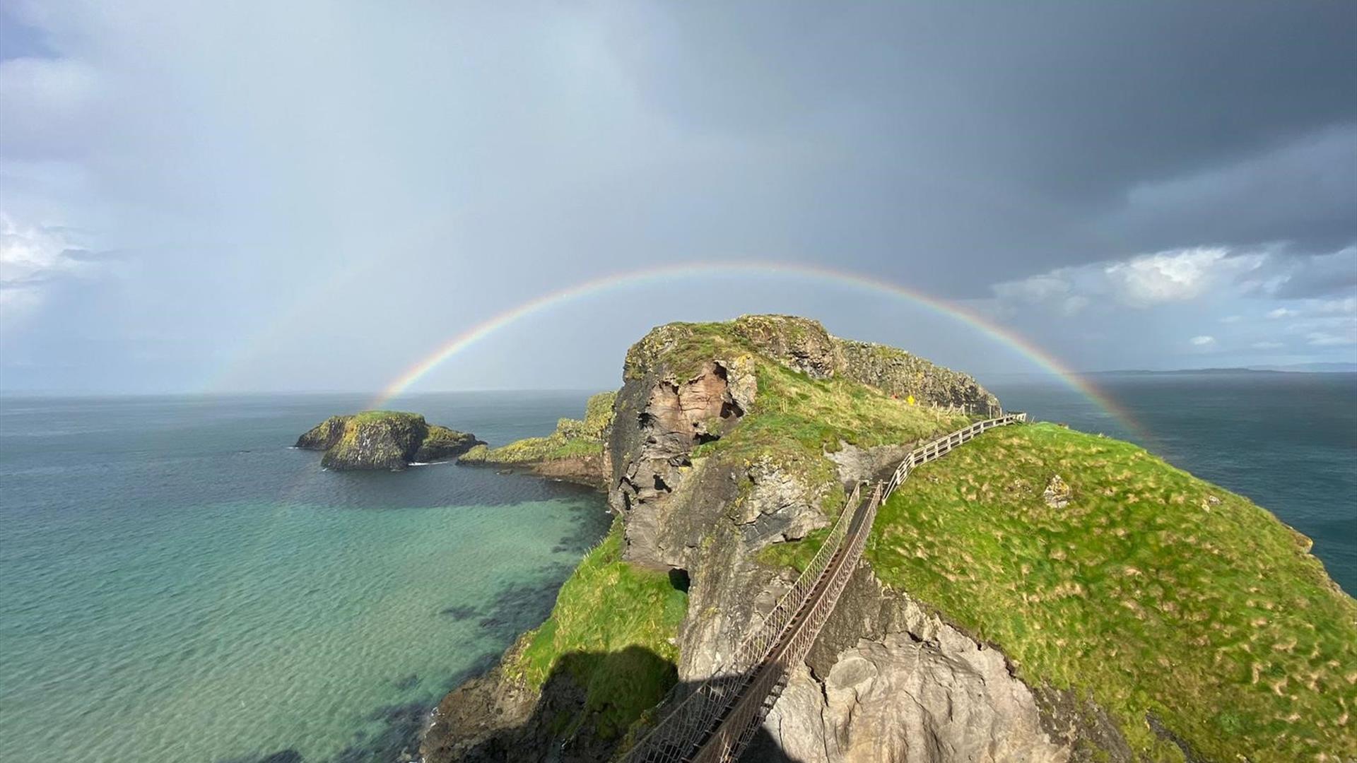 Rainbow over Carrick-a-Rede Island