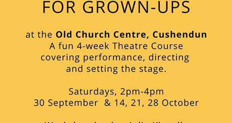 Image shows a flyer for the workshops with  laughing/crying theatre masks