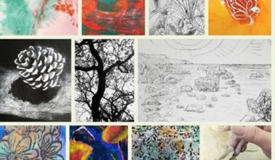 collage of different pieces of art by the artists involved in the 