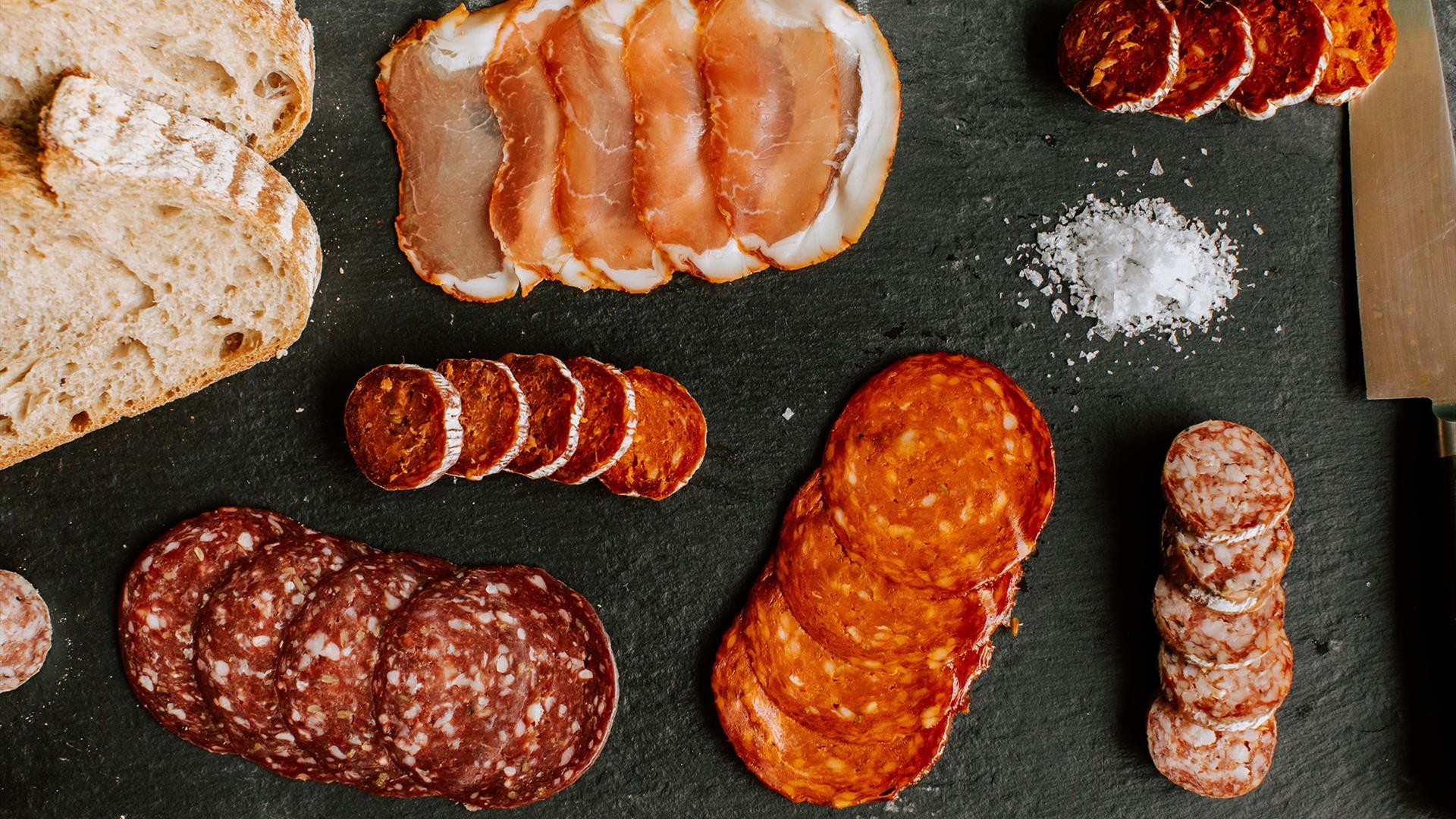 a selection of cured meats