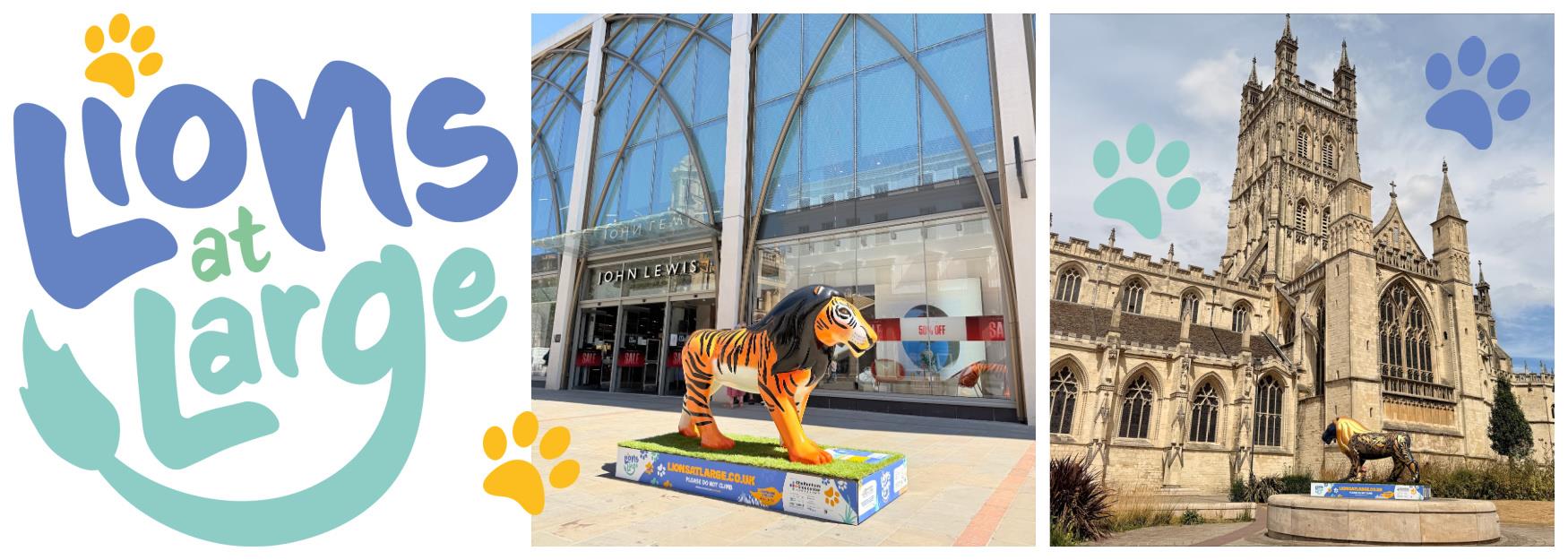 Lions at Large art trail - lions at John Lewis Cheltenham and Gloucester Cathedral