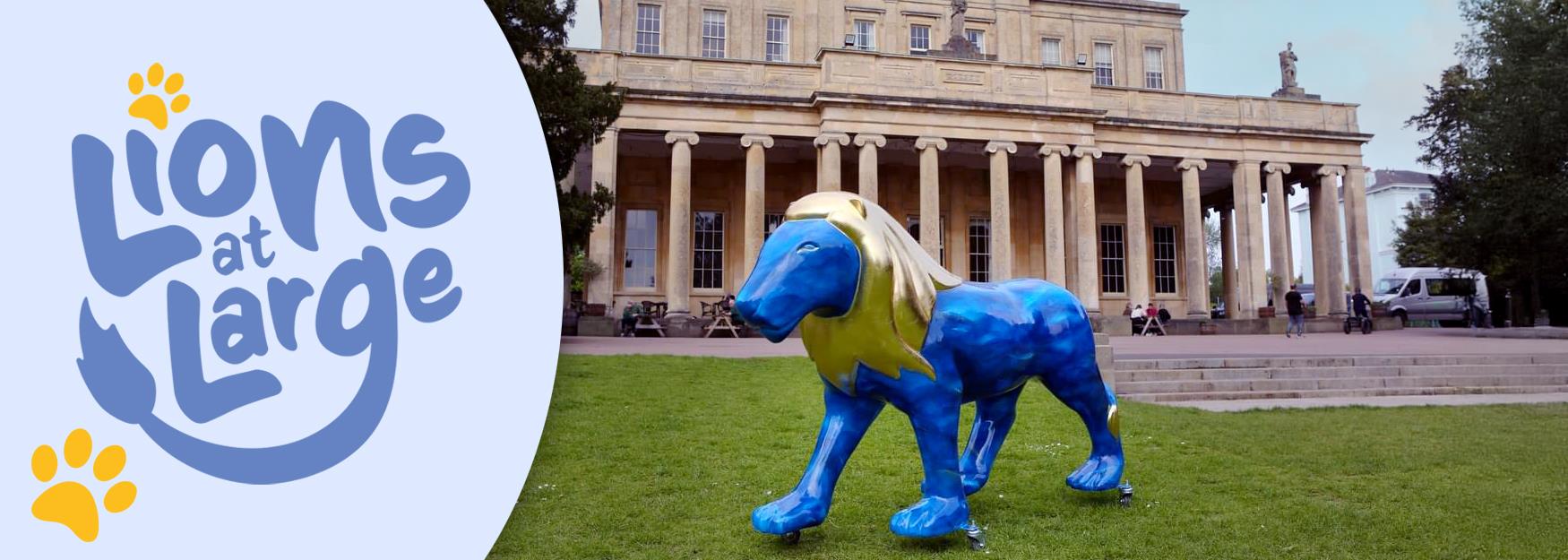 A lion sculpture outside Pittville Pump Room
