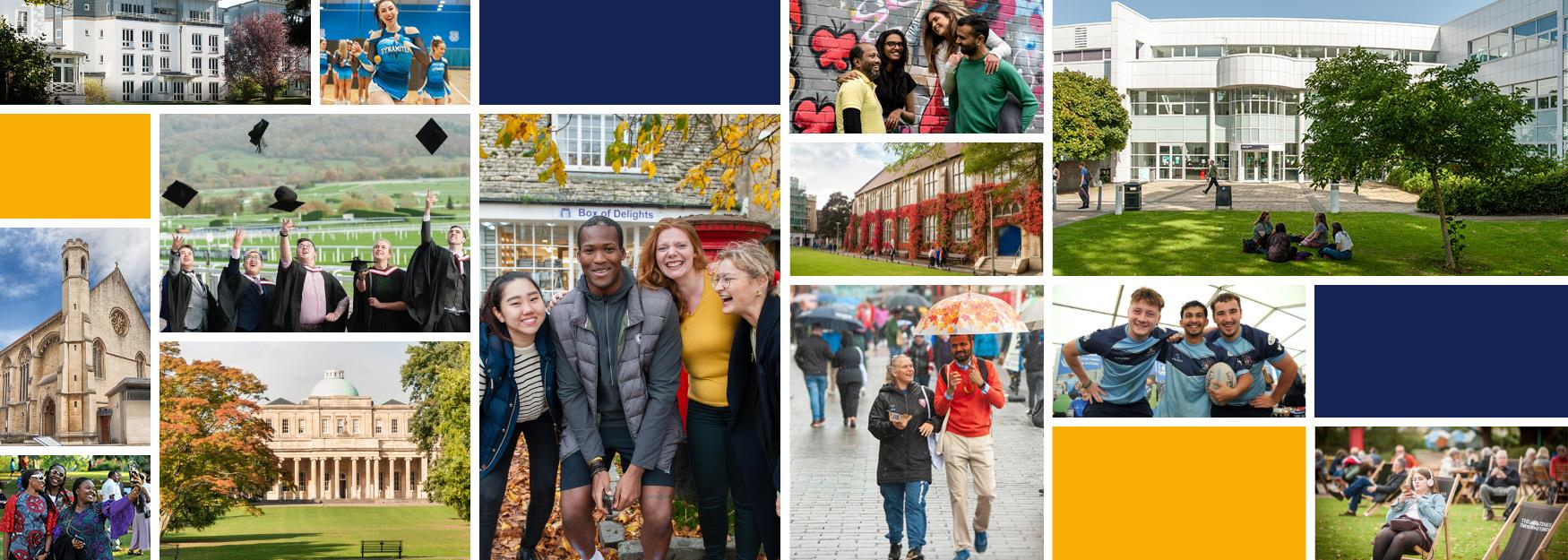 A collage of University of gloucestershire students enjoying Cheltenham