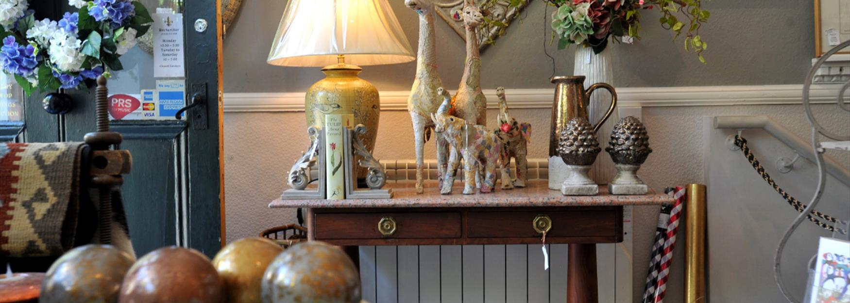 Inside one of Cheltenham's many antique shops