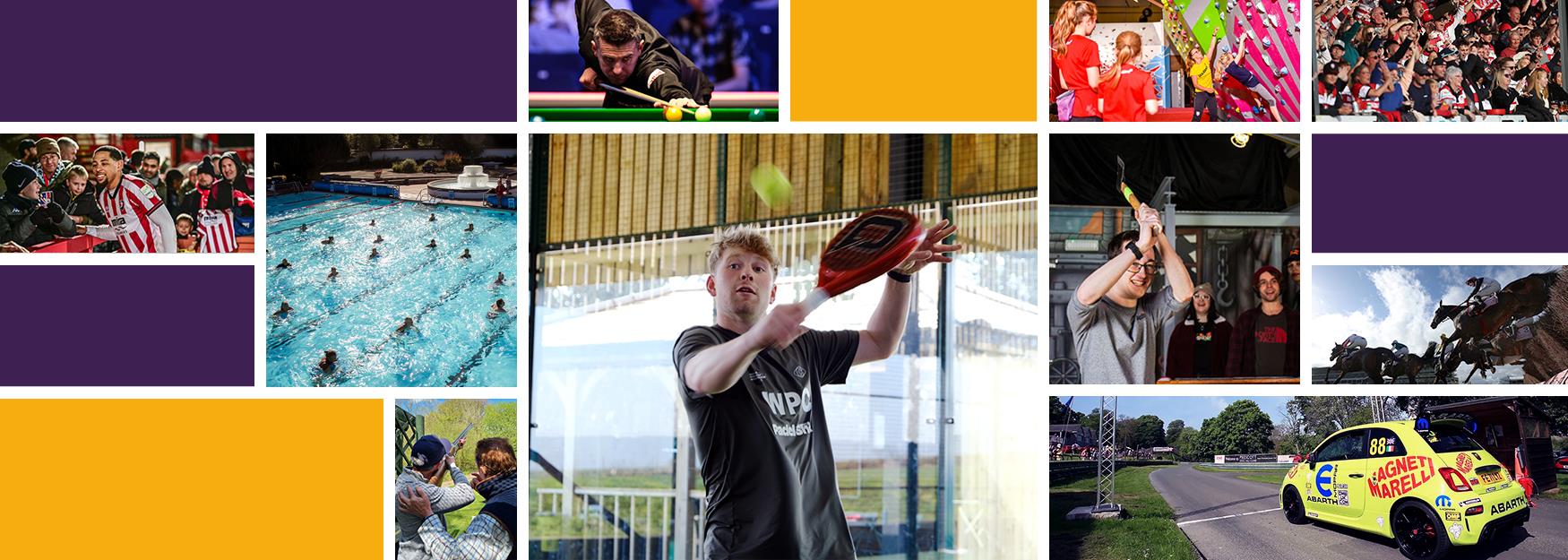 A collage of images showing sports and activities in Cheltenham
