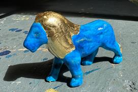 Lions at Large painted sculpture
