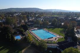 Aerial view of Cheltenham Lido.