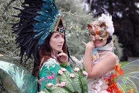Festival goers in fantasy dress