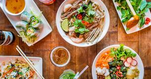 A spread of vietnamese dishes