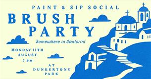 Brush party paint & sip social 'Somewhere in Santorini' poster