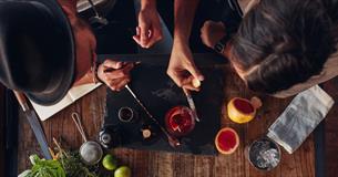 Barman making cocktails