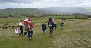 A family walking on Cleeve Common