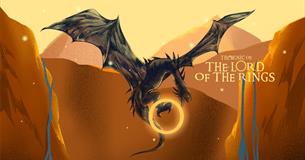 A graphic of a winged dragon-like creature from the Lord of the Rings universe
