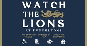 Watch the Lions at Dunkertons event poster