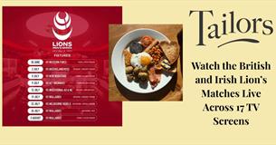 Tailors breakfast and Lions Rugby Live poster