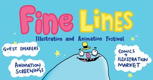 Fine Lines Festival poster with animated characters