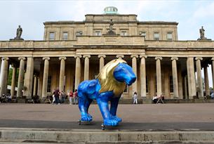 Lions at Large sculpture in front of Pittville Pump Room