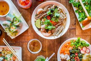 A spread of vietnamese dishes